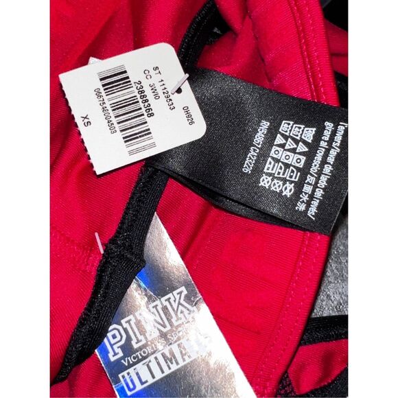 NWT PINK Victoria's Secret Ultimate Sports Stretch Bra Red With Gold Stars XS - Picture 5 of 7